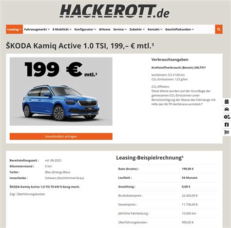 Škoda Kamiq Leasing für 199 im Monat brutto sparneuwagen de