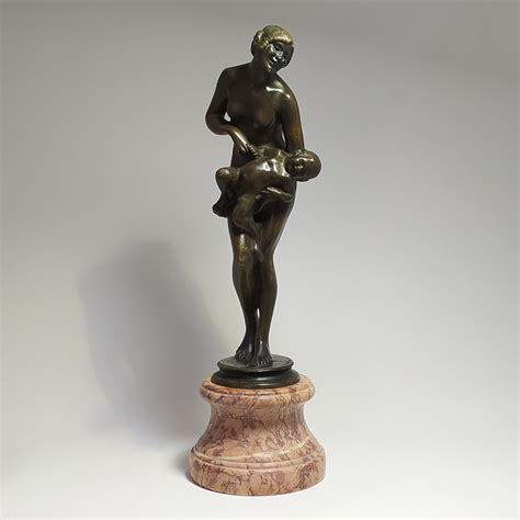 B Szigfrid Pongrácz Sculpture Nude with Faun cm Bronze auction online