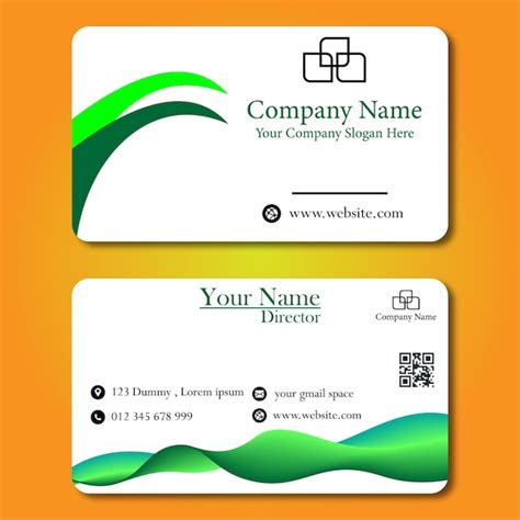 Premium Vector Business Card With Green And White Color Design