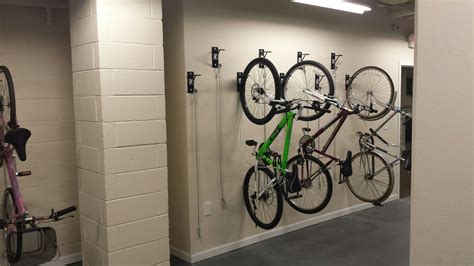 Wall Mount Vertical Bike Racks In Chicago Space Saving Allows Bikes