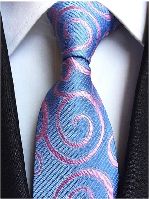 Men Sky Blue Pink Woven Tie Chic Rattan Handmade Luxury