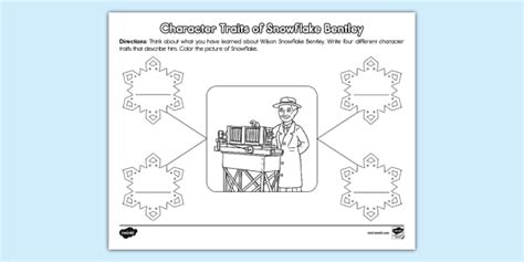 Snowflake Bentley Character Traits Graphic Organizer For K Nd Grade