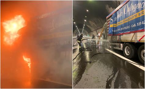 Paura In Autostrada Camion Prende Fuoco In Galleria Sulla A Video