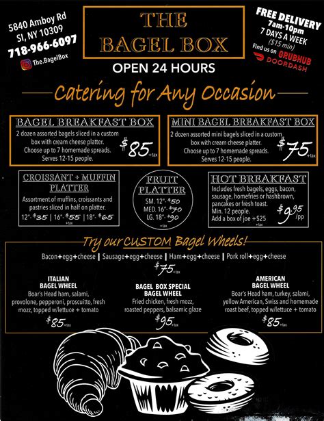 The Bagel Box Menu | Delicious Bagels Restaurant