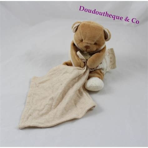 Comforter Handkerchief Bear Doudou Et Compagnie Organic Brown Beige