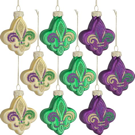 9pcs Mardi Gras Fleur De Lis Glass Ornamentsfleur De Lis