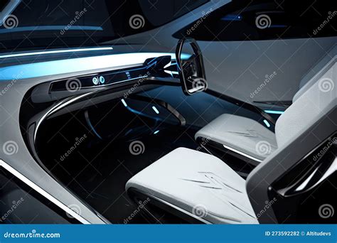 Futuristic Car Interior with Sleek and Minimalist Design, Featuring Clean Lines and High-tech ...