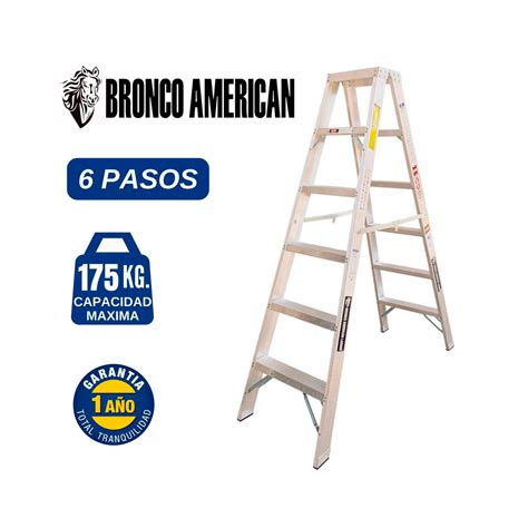 Escalera Aluminio Tijera Doble Ascenso De Pasos Bronco American