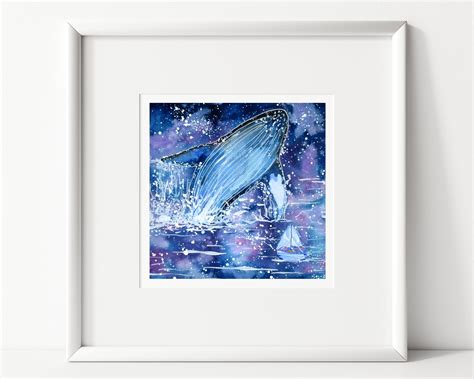 Humpback Whale Art Print Whale Painting Abstract Ocean Art Etsy