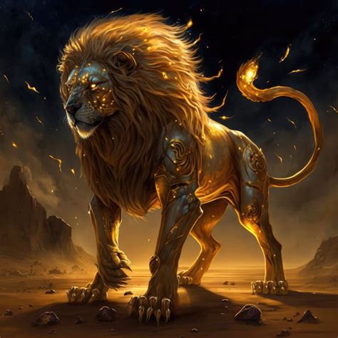 Golden Lion High Resolution Digital Download Etsy Lion Artwork