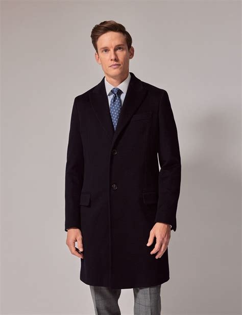 Men S Navy Italian Wool Coat 1913 Collection Hawes Curtis