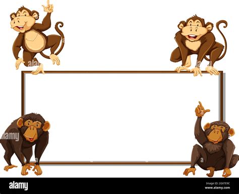 Border template with four monkeys Stock Vector Image & Art - Alamy