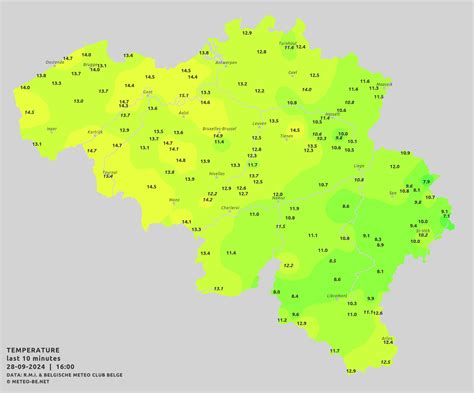 Map temperatures in Belgium - Meteo-BE.net | BMCB.info