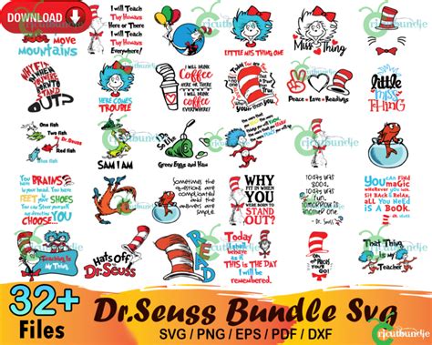 32 Dr Seuss Bundle Svg Free Svg Files For Cricut