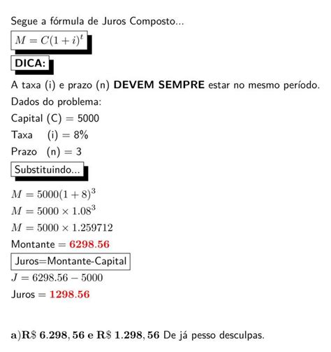 Aplicando R 5000 00 A Juros Compostos A 8 A M Durante 3 Meses Qual