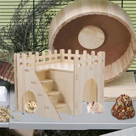 Hamster Villa Pour Hamsters Accessoires Cage Refuge Maison En Bois