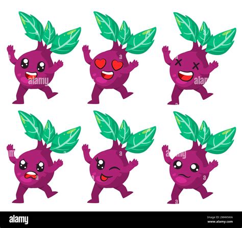 Beet Root Beetroot Purple Cartoon Character Adorable Face Expression