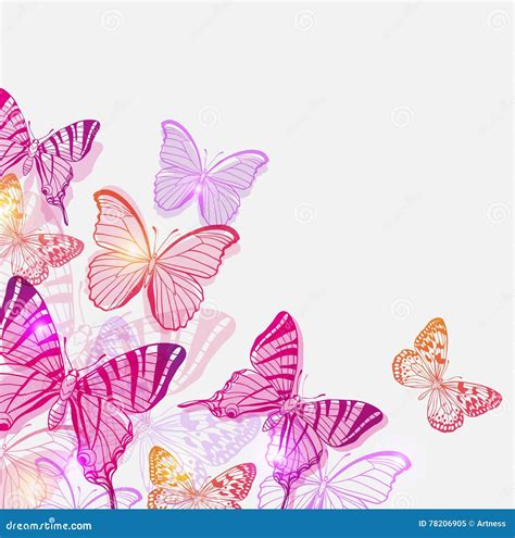 Fondo Con Las Mariposas Rosadas Y Violetas Ilustración Del Vector