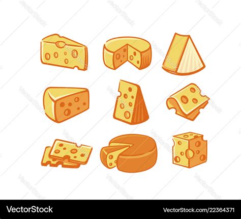 Cheese Icon Set Royalty Free Vector Image Vectorstock