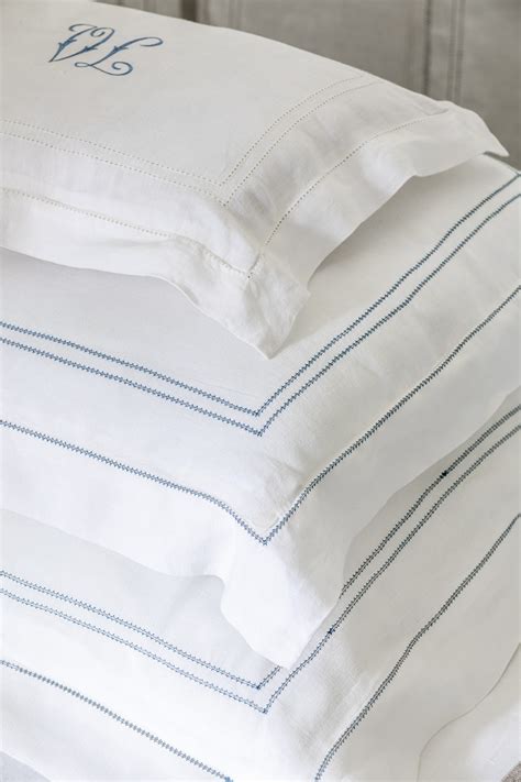 Pillowcase Hemstitch Prussian Blue Pure Linen Volga Linen