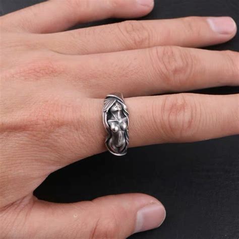 Naked Girl Ring Nude Girl Ring Designer Silver Ring Arty Naked Girl Ring Nudity Female Ring