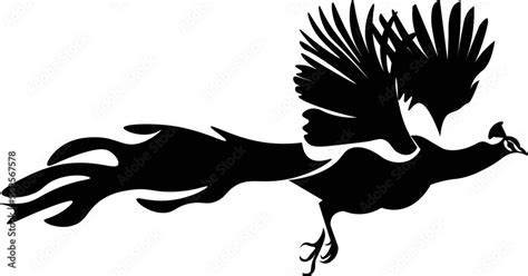 Black and White Cartoon Illustration Vector of a Flying Bird in Flight ...