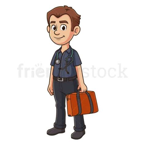 Cartoon Paramedic With Stethoscope Vector Clipart Graphic - FriendlyStock