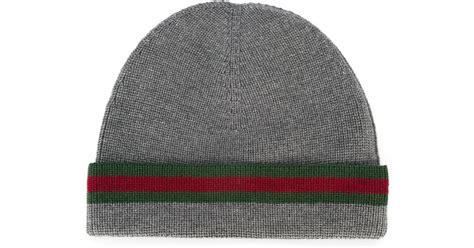 Gucci Wool-silk Beanie Hat in Gray for Men - Lyst