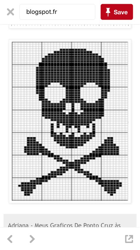 Skull And Crossbones Chart For Knit Or Crochet Crochet Skull Pixel