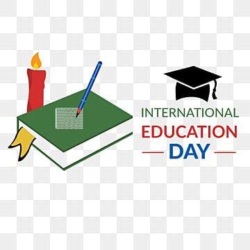 the international education day logo with a book, candle and pen on top ...