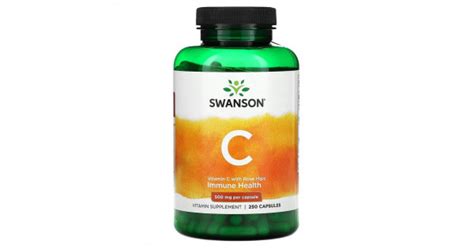 Swanson Vitamin C With Rose Hips 500 мг 250 капсул Витамин С с шиповником