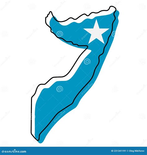 Stylized Outline Map of Somalia with National Flag Icon. Flag Color Map ...