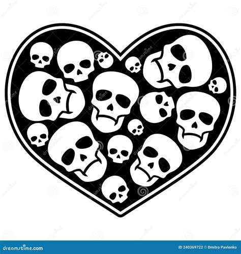 Valentine Skull With Heart Stock Vector Illustration Of Love 240369722