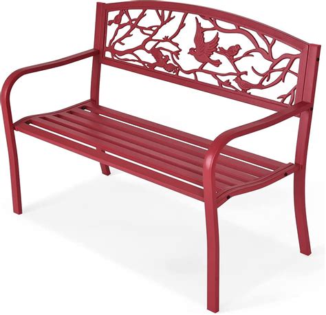 Tangkula Outdoor Garden Bench Park Bench Patio Red Bird Bench Loveseat