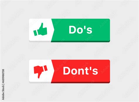 Do And Don T Thumbs Icon Dos And Donts Button Label Banner Thumb Up