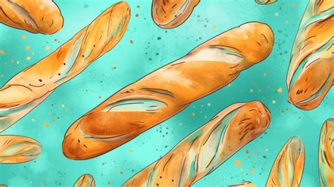 Premium Ai Image Freshly Baked Baguette Horizontal Background