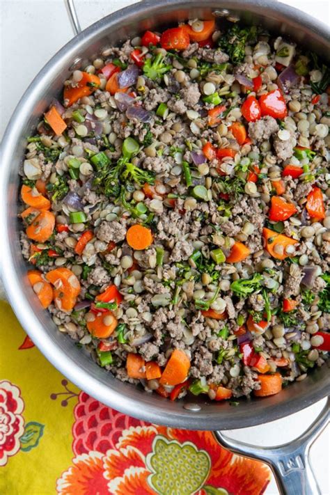 Ground Beef And Lentil Skillet With Vegetables The Roasted Root