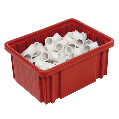 Plastic Dividable Grid Container, 10-7/8"L x 8-1/4"W x 5"H, Red, Lot of ...