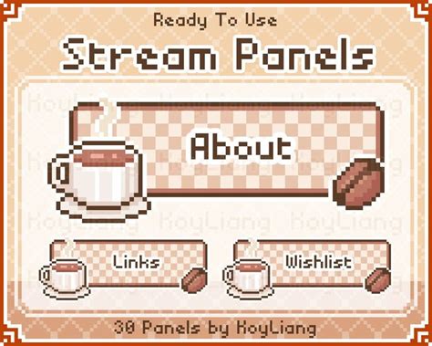 Twitch Panels With Pixel Coffee Cute Cafe Theme Panels Etsy Pixel