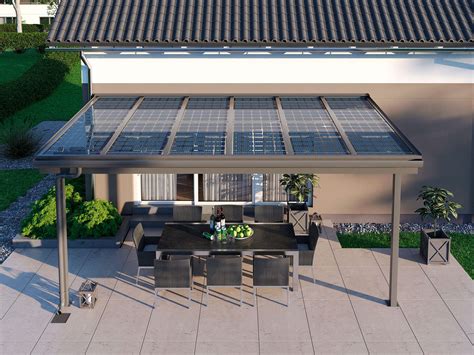 Solar Terrassendach Überdachung mit PV Modulen Leeb Balkone