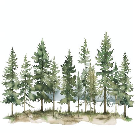 45 Watercolor Forest Tree Clipart Bundle Tree Clipart Pine Trees Png Watercolor Clipart