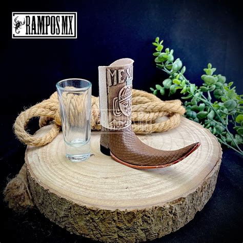 Mexican Handmade Leather Boot Shot Glass Cowboy Boot Glass Etsy