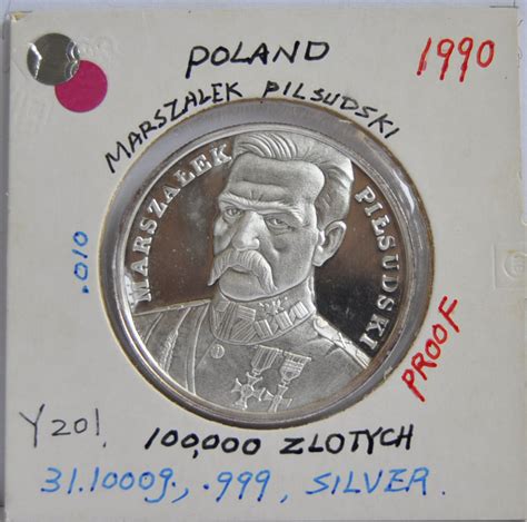 Poland Zlotych Y Silver Uniformed Bust Of Marszalek