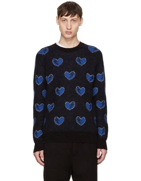 Saint Laurent Paris Heart Intarsia Mohair Blend Sweater Grailed