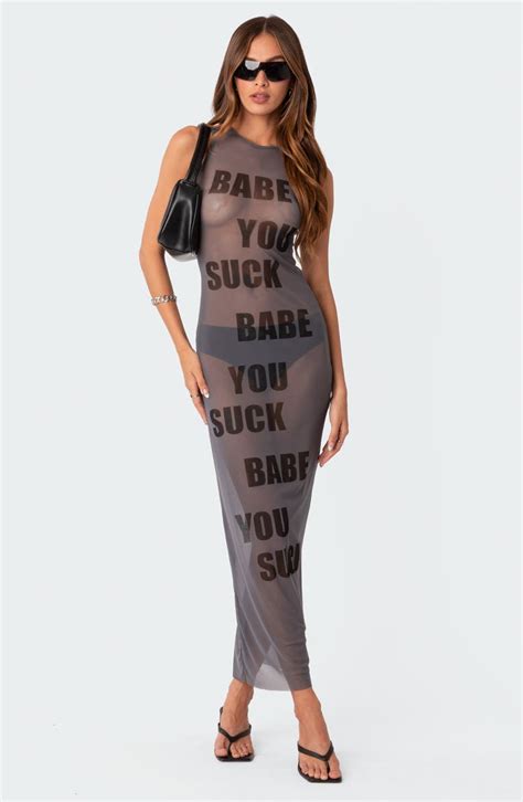 Edikted Babe Sheer Mesh Maxi Dress Nordstrom