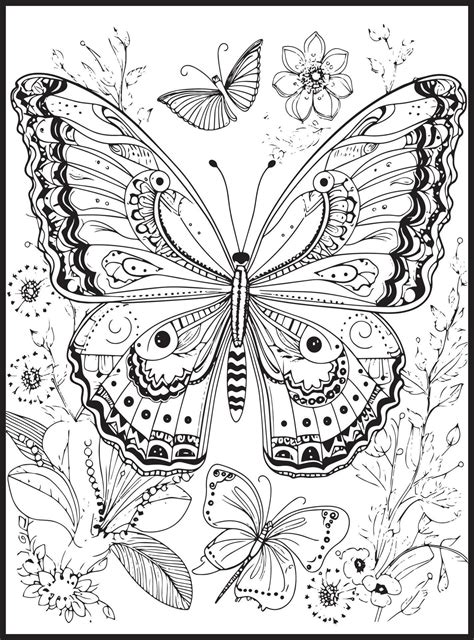 Butterfly Coloring Pages for Adults 23134378 Vector Art at Vecteezy