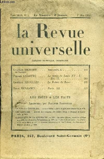 La Revue Universelle Tome N Charles Benoist De L Institut