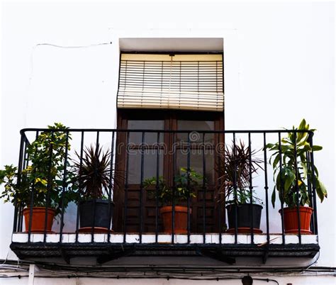 Stylish Balcony with a Metal Railing, Solid Architectural Element, a ...