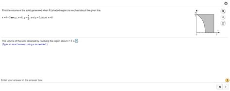 Solved Find The Volume Of The Solid Generated When R Shaded Chegg