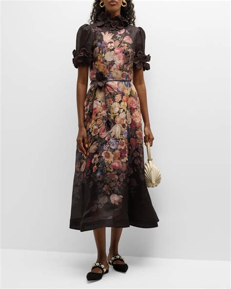 Zimmermann Luminosity Liftoff Flower Midi Dress Neiman Marcus